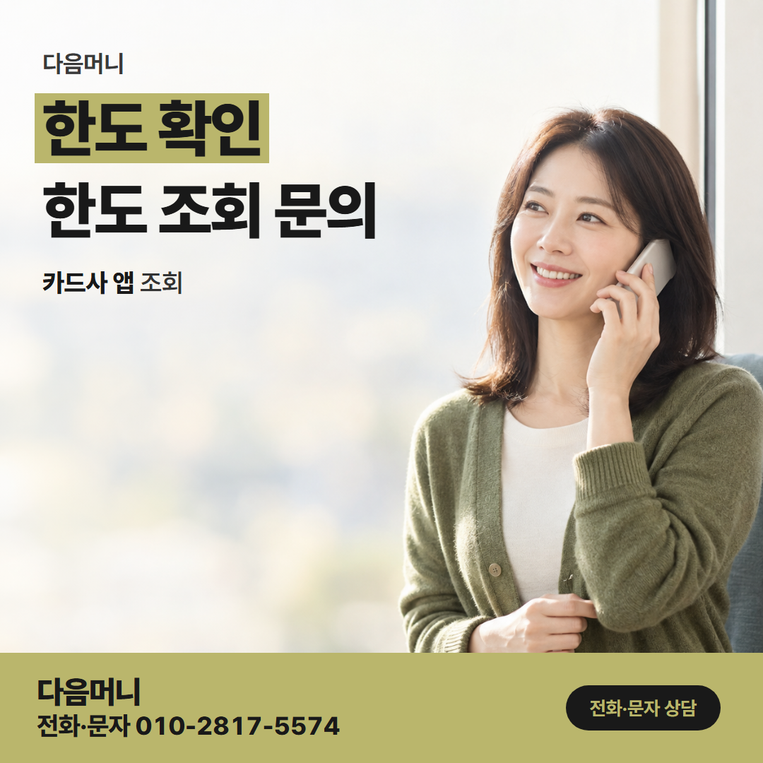 다음머니 카드현금화 후기 내 카드 남은 한도를 조회하는 고객